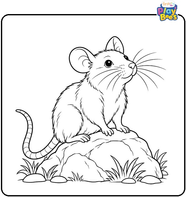Rat Perched on a Rock Coloring Page