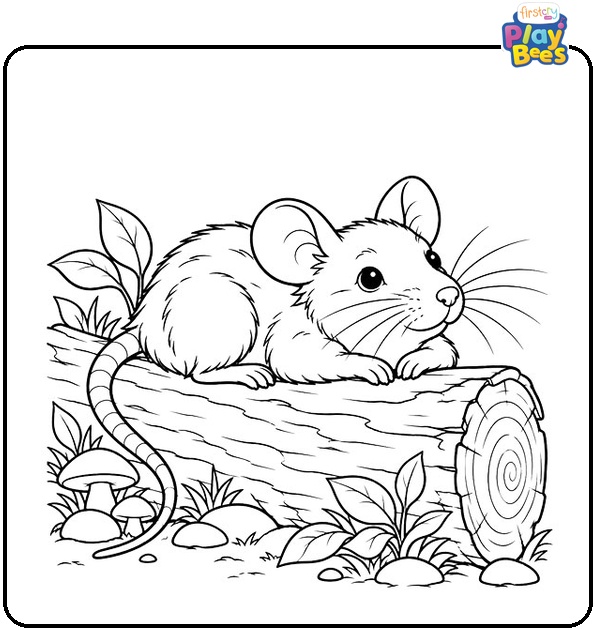Rat Resting on a Forest Log Coloring Page Rat Resting on a Forest Log Coloring Page