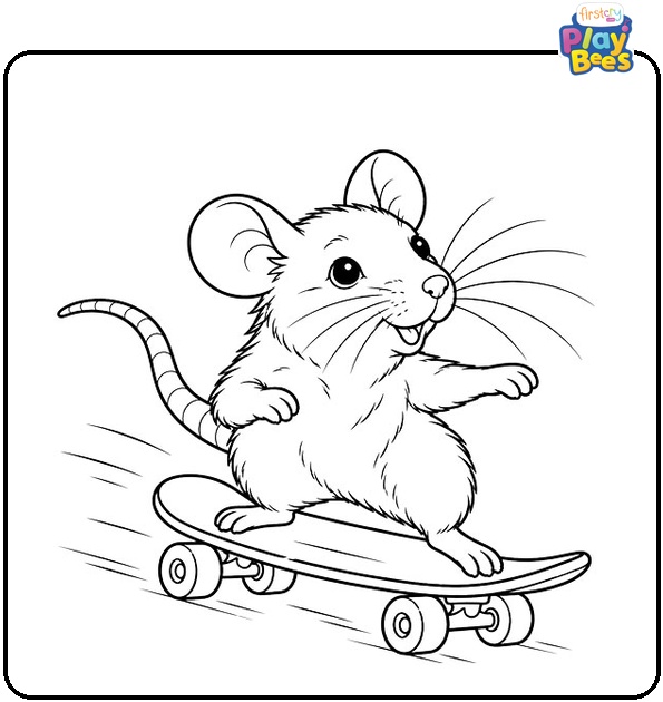 Rat Riding a Skateboard Coloring Page Rat Riding a Skateboard Coloring Page