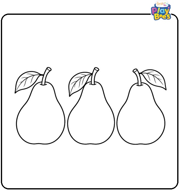 Row of Three Pears Coloring Page Row of Three Pears Coloring Page