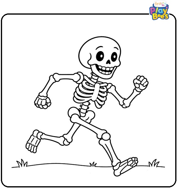 Running Skeleton Coloring Page