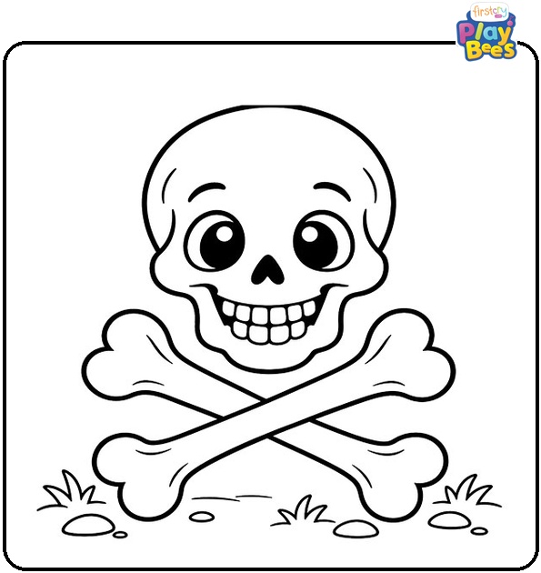 Skeleton Skull and Bones Coloring Page