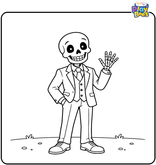 Skeleton in a Suit Coloring Page