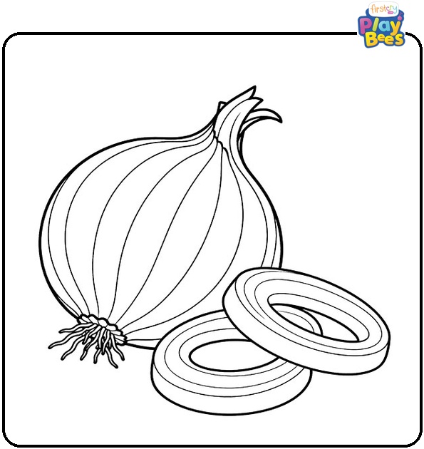Sliced Onion with Rings Coloring Page Sliced Onion with Rings Coloring Page