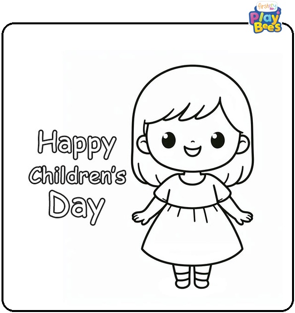 Smiling-Girl-On-Childrens-Day-Coloring-Page Smiling-Girl-On-Childrens-Day-Coloring-Page