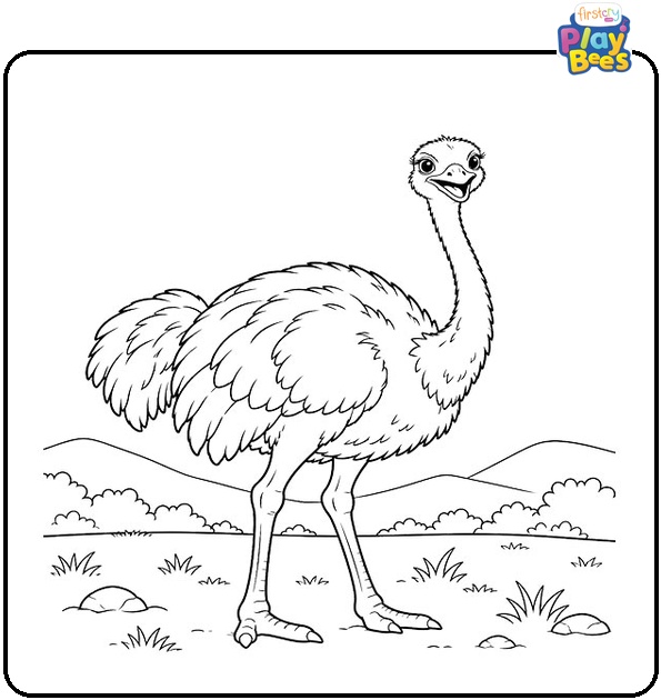 Smiling-Ostrich-Coloring-Page