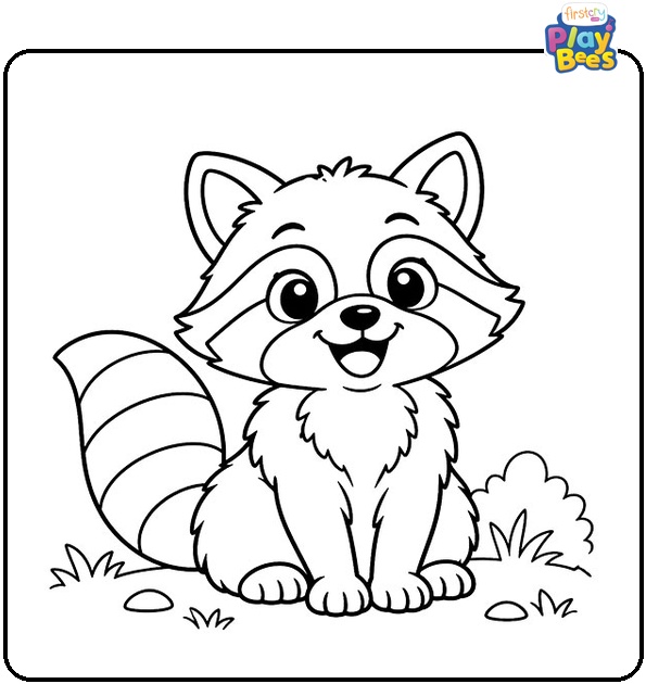 Smiling-Raccoon-Coloring-Page