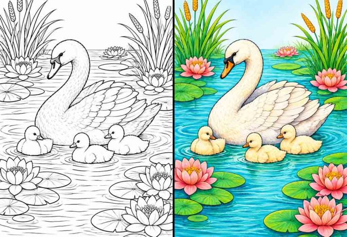 Swan Coloring Pages – Free Printable Worksheets & Pictures