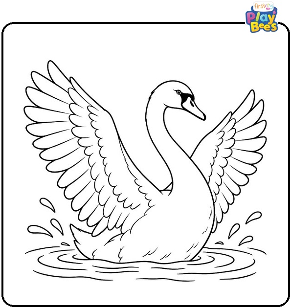 Swan-Flapping-Its-Wings-Coloring-Page Swan-Flapping-Its-Wings-Coloring-Page