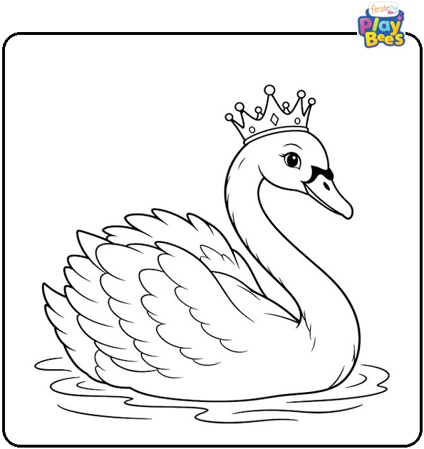 Swan-Wearing-a-Crown-Coloring-Page Swan-Wearing-a-Crown-Coloring-Page