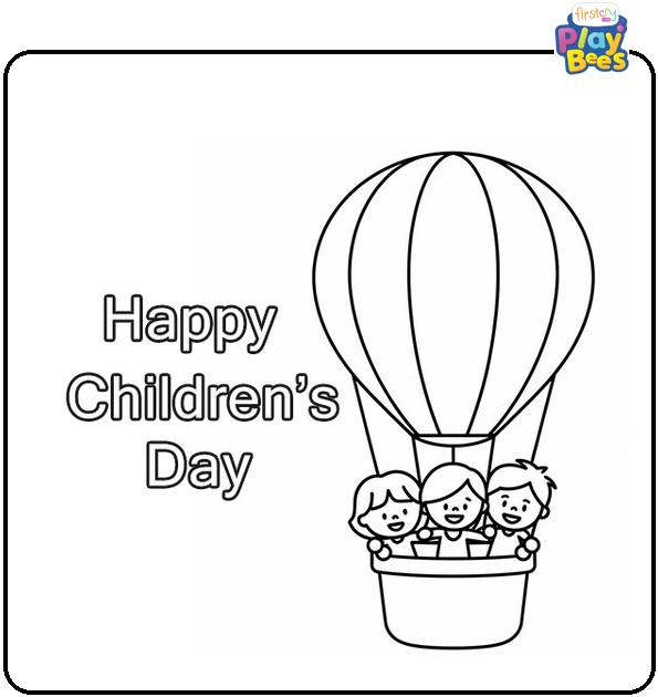 Three-Children-in-a-Hot-Air-Balloon-Coloring-Page Three-Children-in-a-Hot-Air-Balloon-Coloring-Page