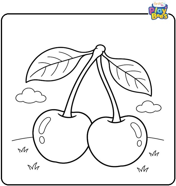 Two Cherries Coloring Page