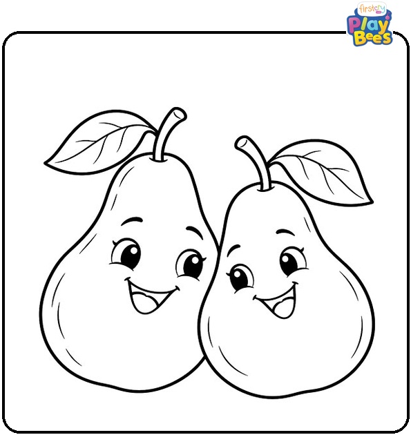 Two Happy Pears Coloring Page Two Happy Pears Coloring Page