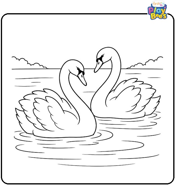 Two-Swans-on-a-Lake-Coloring-Page Two-Swans-on-a-Lake-Coloring-Page