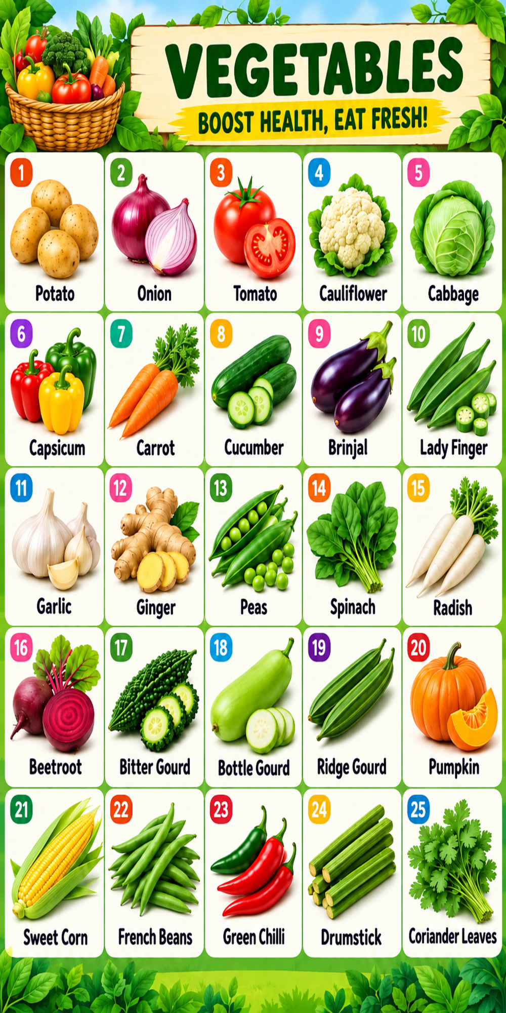 Vegetable Poster for Kids - 1 Vegetable Poster for Kids - 1
