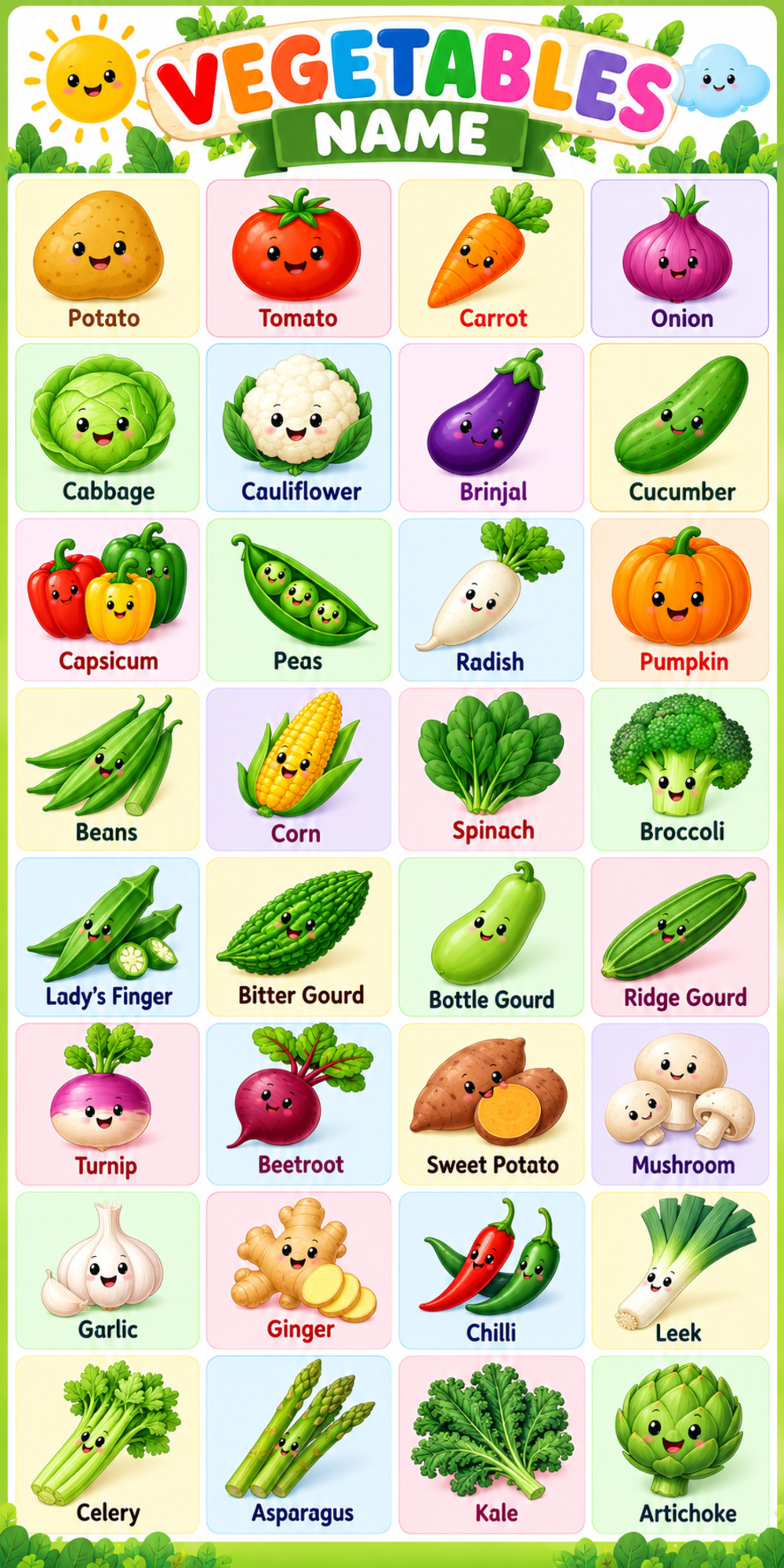 Vegetable Poster for Kids Vegetable Poster for Kids