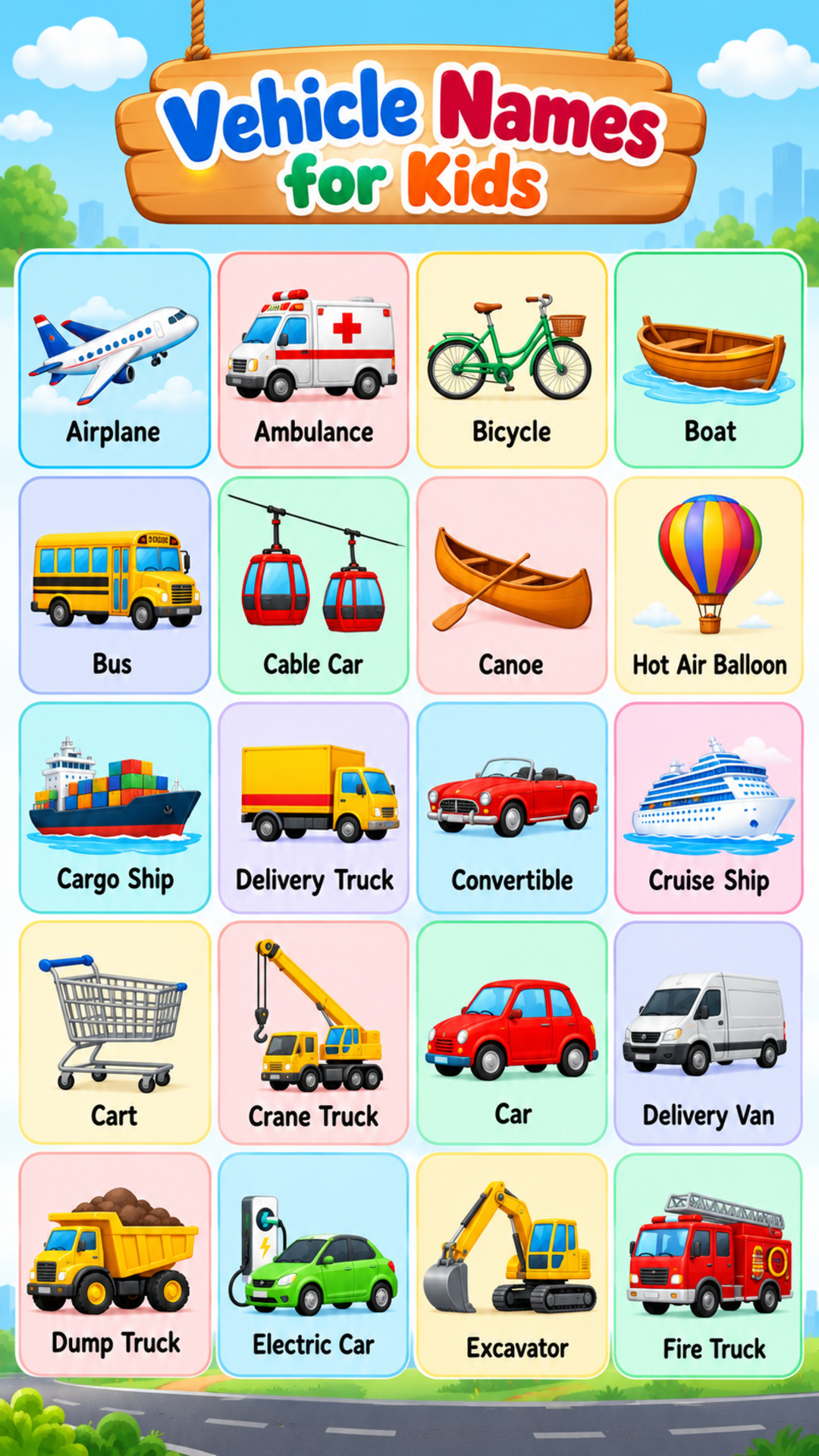 Vehicle Names for Kids