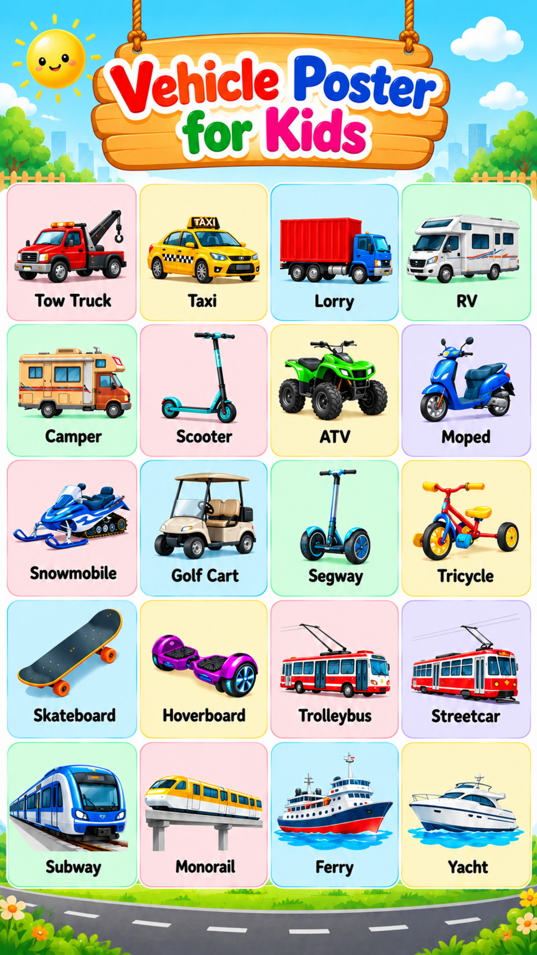 Vehicle Poster for Kids -1