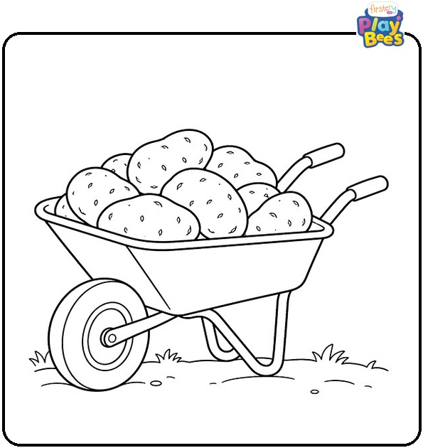 Wheelbarrow of Potatoes Coloring Page Wheelbarrow of Potatoes Coloring Page